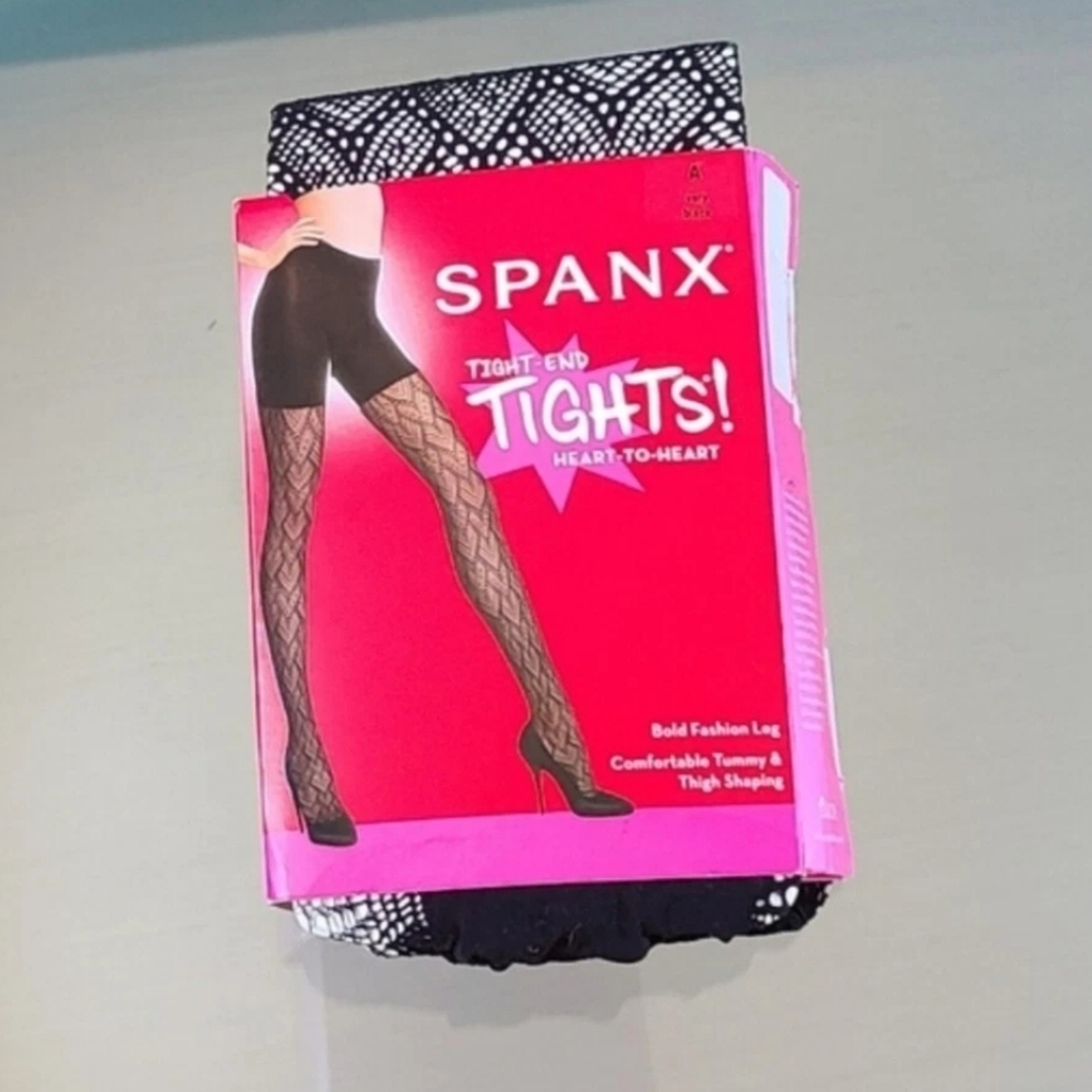 SPANX Fishnet Tights Tight-End Shaping Very Black Size A New